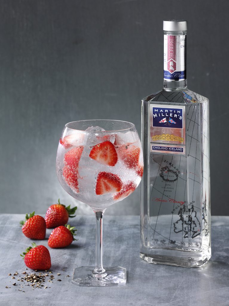 Martin Miller's Gin bottle with G&T - Strawberry& Black Pepper